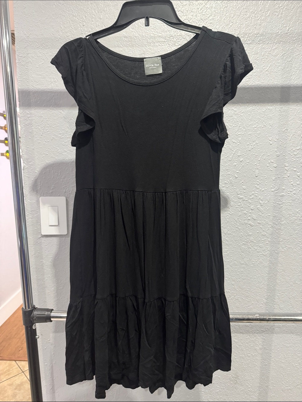 Olivia Rae women Black Ruffle Sleeve Tiered Dress